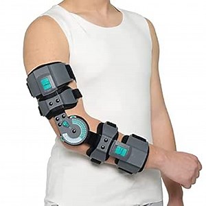 Hinged ROM Elbow Brace, Adjustable Post-Op Splint Stabilizer for Post-Op, Surgery Recovery, Ligament and Tendon Repairs and Dislocation, Left