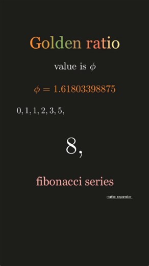 Mathematics on Instagram: "➡️ how to find the value of phi golden ratio and fibonacci series is use to find the value of phi explain everything by maths_expansion 🍎📚🤯🌻 #apple #mathematics #animation #maths #tesla #reels #reelboost #instagramreels #trendingreels #golden #fibonacci #series #viralreels #mathedit #mathreels #mathssolution #mathslover #blackhole #visualization"