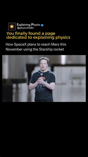 Physics | Mathematics | Science on Instagram: "As explained by Elon Musk, SpaceX’s Starship does not fly to Mars in a straight line. Instead, it follows a carefully planned elliptical orbit around the Sun called a Hohmann transfer orbit, which uses gravity and momentum in the most efficient way possible. The best time to launch a mission to Mars is during a Mars transfer window, when Earth and Mars are positioned closest in their orbits, reducing the amount of fuel and travel time. These launch