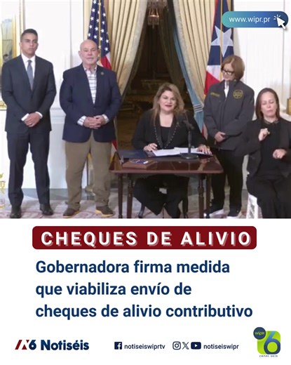 💵 Gobernadora firma el Cheque de Alivio Contributivo 2025 ✅ Los ciudadanos elegibles comenzarán a recibir los pagos según lo establecido por el Departamento de Hacienda. Este alivio busca apoyar a las familias y contribuir al bienestar económico del país. #AlivioContributivo #PuertoRico #GobiernoPR #Economía #HaciendaPR | Notiséis WIPR