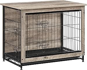 Dog Crate Furniture for Large Dog or 2 Small Dogs, Wooden Large Dog Kennel with 3 Storage Drawers and 2 Sliding Doors, Decorative Dog Cage TV Stand with Removable Divider, Classic Brown