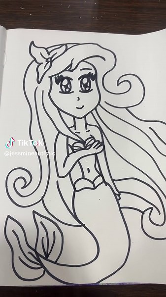Debbyarts DlY How to draw the Ariel The Little Mermaid Anime Style ❤️. @Debbyarts 💕 #animeartstyle #mtartstyle #animehairart #arielart #drawingthelittlemermaid #animeariel #debbyarts