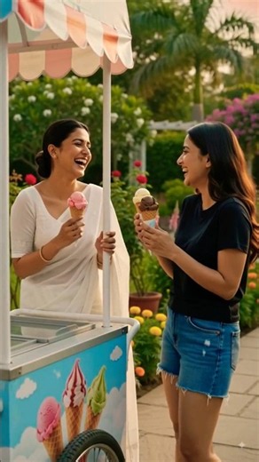 ❤️ Sweet Couple Moments with Ice Cream | AI Short🌈 lesbian love