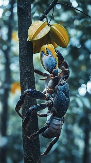 Coconut Crab Climbing Tree to Eat Starfruit | Smartest Crab Ever!