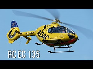 Huge RC Helicopter Eurocopter EC 135 Fine Scale Model Flying at Flight Show