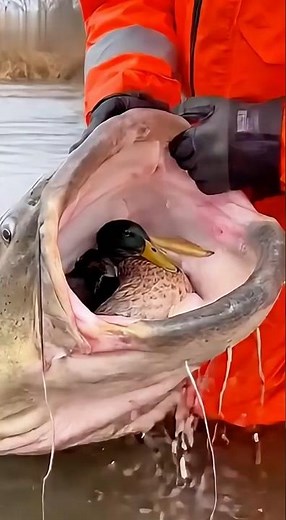 Shocking Catch: Fish Eats a Whole Duck!