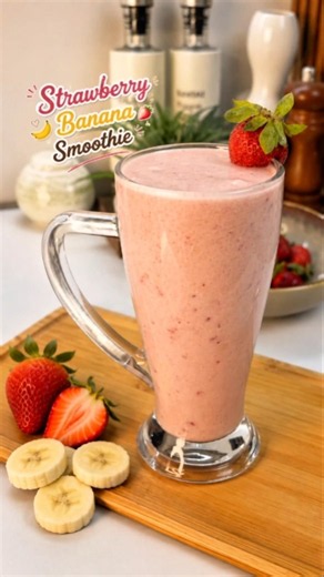 Healthy Strawberry Banana Smoothie 🍓🍌 Naturally Sweet #recipe #smoothie