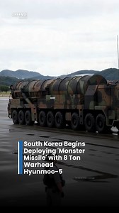 The Hyunmoo-5 ballistic missile has begun entering service with South Korea's armed forces as part of the national defense modernization program. The missile features advanced penetration technology with an 8-ton conventional warhead and 36-ton total launch weight. First publicly demonstrated in October 2024, the system is mounted on 9×9 wheeled launchers with all-wheel steering for high mobility. Deployment began in late 2025 and is expected to be completed by 2030. Development took over four y