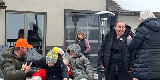 Santa Claus snowmobiles at Pine Mountain Ski Resort