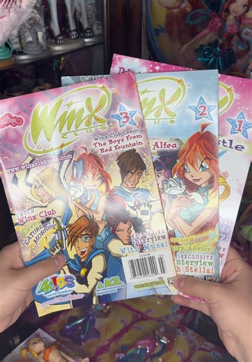Winx Club Mail 🧚🏻‍♀️✨ These magazines are from 2005 ✨ They all have 1 trading card inside. Magazine 3 came with a pack of 6 cards plus 1 card inside the magazine. I’m so happy to finally own them 💕✨ @Winx Club #winx #fyp #2000s #винкс #collection