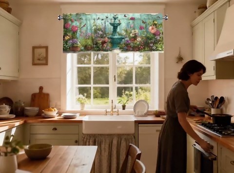 Garden Valance Curtain Window Valance Treatment Decor Small Window Curtains for Bedroom Kitchen Bathroom Living Room 1 Panel 54x18in