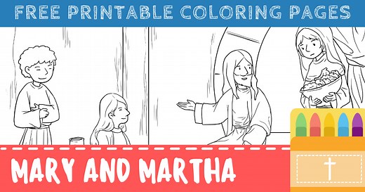 Free Printable Mary and Martha Coloring Pages for Kids