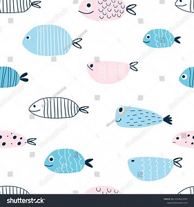 Fish Seamless Childish Pattern Creative Scandinavian Stock Vector (Royalty Free) 2159213351 | Shutterstock