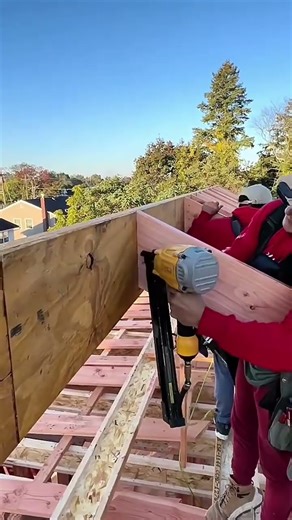 Plywood Wall Framing Assembled Fast Using Pneumatic Nail Gun Construction #popular #construction
