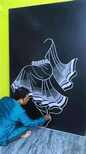 How to Draw Beautiful Classical Dancer on Blackboard💃Easy White Chalk Art #shortvideo #art #dance