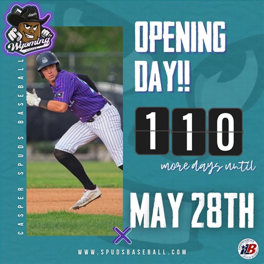 ⚾ Now that the Super Bowl is over… it’s OUR time! 😎 Let’s fire up the official countdown, Spuds fans! Just 107 more days until MLB Opening Day — May 29th, 2026! 🎉⚾️ 🔔 Spring is loading… and baseball is calling! Are YOU ready to Bleed Purple??!! #BaseballCountdown #OpeningDay #taternatation | Casper Spuds
