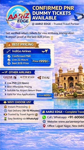 Dummy ticket #aarizedge #lifeisbutadream #visasupport