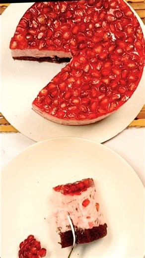 آموزش چیز کیک اناربدون قالب کمربندی|دسر یلدایی|طرز تهیه چیز کیک یلدایی