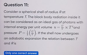 Question 11:Consider a spherical shell of radius R at temperat... | Filo