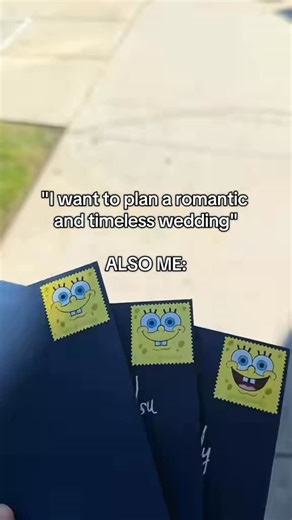 connie🦭 | overindulging in LA on Instagram: "forever spongebob's girl 🫧🧽 @uspostalservice @spongebob #wedding #uspsstamps #foreverstamps #spongebob #savethedates"