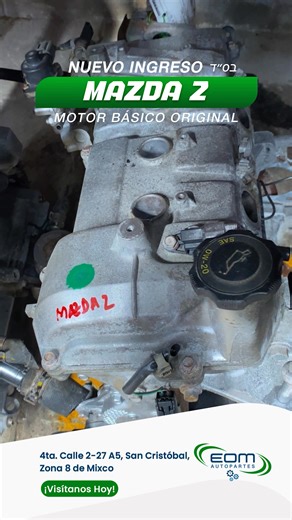 Esa sensación cuando por fin encuentras el motor exacto y con respaldo... ¡No tiene comparación! Dale un segunda oportunidad a tu Mazda 2 💎 ¿Por qué elegirnos? Importación directa de Canadá y U.S.A. (sin intermediarios). Garantía real de 30 días por escrito en la factura. Cotiza: 📞 PBX: 2207-9970 💬 WhatsApp: 3086 1892 📍 4ta. Calle 2-27 A5, San Cristóbal, Zona 8 de Mixco EOM Autopartes – Confianza en Movimiento בס״ד | EOM Autopartes