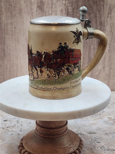Vintage Budweiser Champion Clydesdales Beer Stein With Pewter Lid | Ceramarte Brazil | Anheuser-busch Collectible - Etsy