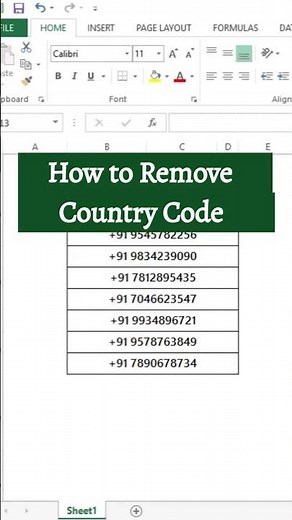Remove +91 or Any Country Code to All Numbers in Excel | How to Remove Country Code in Excel #excel