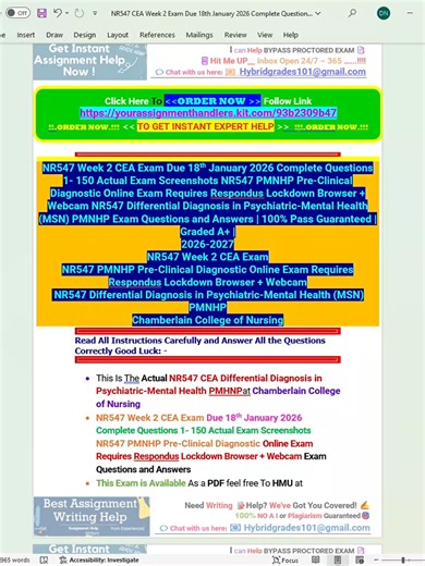 NR547 CEA Week 2 Exam Due 18th January 2026 Complete Questions 1- 150 Actual Exam Screenshots NR547 PMNHP Pre-Clinical Diagnostic Online Exam Requires Respondus Lockdown Browser Webcam - Word 2026-03-07 02-34-21 . >…..>……>>>>>.>>>>>>>>>> 🎓Need This #Exam_Help #Studyguide Or ✍ #Need_Writing_Help? 🎓We've Got You Covered….! 🌟 Welcome to 📚 Your Assignment Handlers, 🎓Unlock Your Academic Success! 🌟 Visit My Website🌟Click... ✅ [