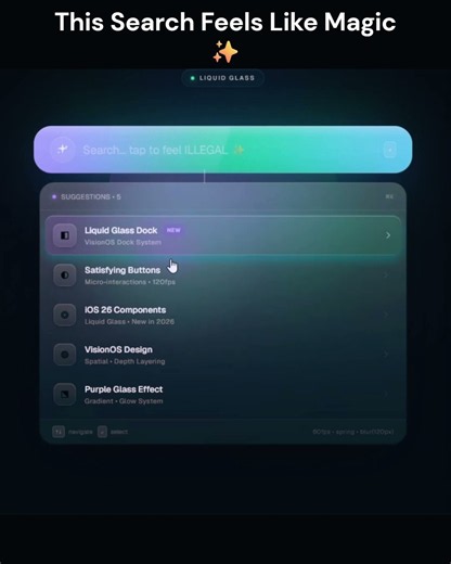 Apple Liquid Glass Search Bar - VisionOS Spotlight Search ✨