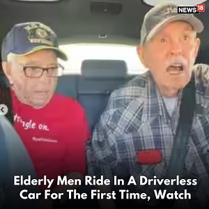 Two elderly men were surprised by a woman named Amanda Kline with a ride in a self-driving car. Watch their epic reaction #car #driverless #driverlesscars #elederlymen #driver #viral #viralvideo | News18