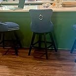 Modern Swivel Bar Stools Set of 4, Upholstered Velvet Counter Height Bar Stool with Back, Solid Wood Legs, 26 Inch Seat Height, Kitchen Counter Stools for Kitchen Island, Beige