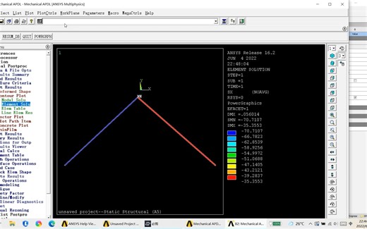 ANSYS Workbench二力杆link的建立及其支反力提取截面应力查看（经典界面与Workbench交互与命令流插入）