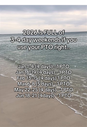 2026 is FULL of 3-4 day weekends if you use your PTO right... Go ahead and put those request in now and let us book a quick getaway for you!! DM us today!! ❤️✈️ #Travel #traveltiktok #traveltok #vacations #memories