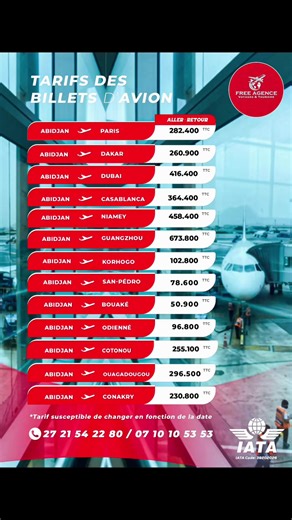 *Vous voyagez du 05 mars au 08 avril 2026? On vous communique les tarifs des billets d'avion aller-retour les moins chers. Tarification susceptible de changer