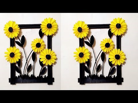 A4 nirmana / how to make beautiful paper flowers wall hanging / biththi sarasili mal nirmana