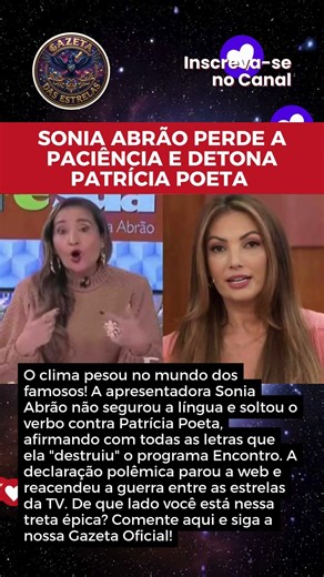 DESTRUIU O PROGRAMA! SONIA ABRÃO PERDE A PACIÊNCIA E DETONA PATRÍCIA POETA SEM DÓ NEM PIEDADE!