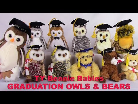 TY Beanie Babies GRADUATION OWLS, BEARS & DOG (1998 to 2007) - Value & Review - BBToyStore.com