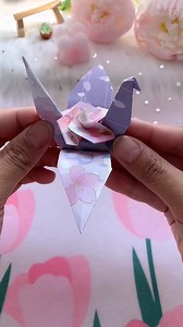 63K views · 45 reactions | Origami Crane With Floral Design #origamicrane #floraldesign #papercraft #handmade #diyart #creativecraft #easyorigami #foldingart #beautifulcraft #decorative #paperbird #artwork #homemade #funproject #simplecraft | paper craft ideas | Facebook