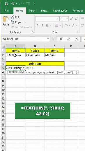 How to combine text with the TEXTJOIN formula in Excel