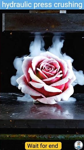 Hydraulic Press vs Liquid Nitrogen Rose! ❄️🌹 #Shorts