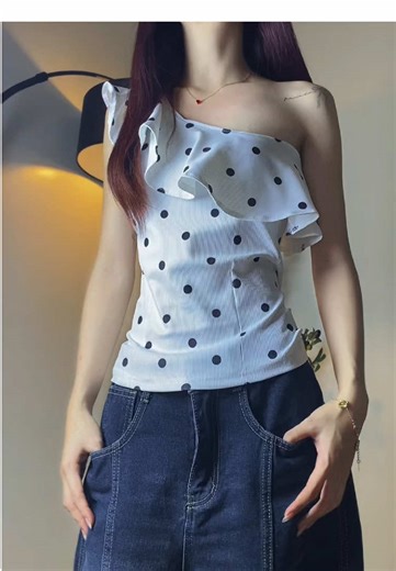 Stylish White Polka Dot Off-Shoulder Tops for Women