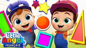 Comment appelle-t-on cette forme-ci ? Apprends à connaître les formes et les couleurs avec Bébé Louis et ses amis alors qu'ils assemblent un joli train avec des gros blocs en mousse aux multiples formes. #comptines #bébélouis #littleangelfrançais | Little Angel - Français