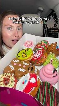 trying EVERY holiday donut at Pinkbox Doughnuts 🍩🎄 #newfood #holiday #donuts #foodreview
