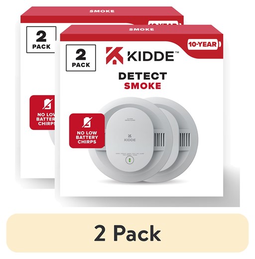 (2 pack) Kidde 10-Year Sealed Lithium Battery-Operated Photoelectric Smoke Detector Alarm, 5-Inch, 2 Pack