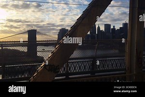 2020 - Very good aerial over lower Manhattan New York, Brooklyn Bridge, Manhattan Bridge and East River.