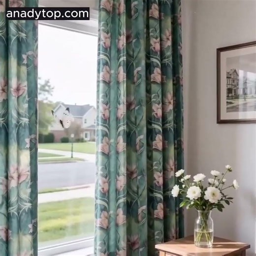 Green Rainforest Flower Curtains