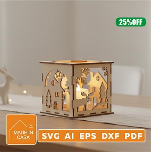 Christmas Candle Holder Vector MDF, Lanterns Christmas Decoration Laser Cut CNC SVG PDF - Etsy Canada