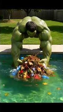 Hulk Cleans a Dirty Swimming Pool | AI Animated Pool Cleaning Video | Satisfying Cleaning