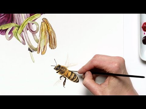 How to paint a small watercolor bee