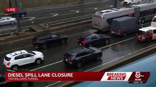 Eastbound lane of Ted Williams Tunnel closed after fuel spill, MassDOT says